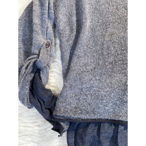 Lace The Label Sweater Mohair Med Blue Lagenlook Cowl Neck Roll Tab Layered - Picture 10 of 14